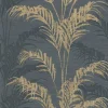 Advantage Kitchen & Bath Rattan Palm Wallpaper - Charcoal