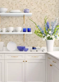 Advantage Kitchen & Bath Stonewall Vine Wallpaper - Neutral Gold