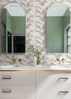Advantage Kitchen & Bath Rattan Palm Wallpaper - Silver