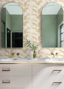 Advantage Kitchen & Bath Rattan Palm Wallpaper - Gold