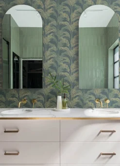 Advantage Kitchen & Bath Rattan Palm Wallpaper - Teal