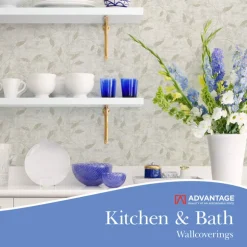 Advantage Kitchen & Bath Crushed Capiz Wallpaper - Light Blue