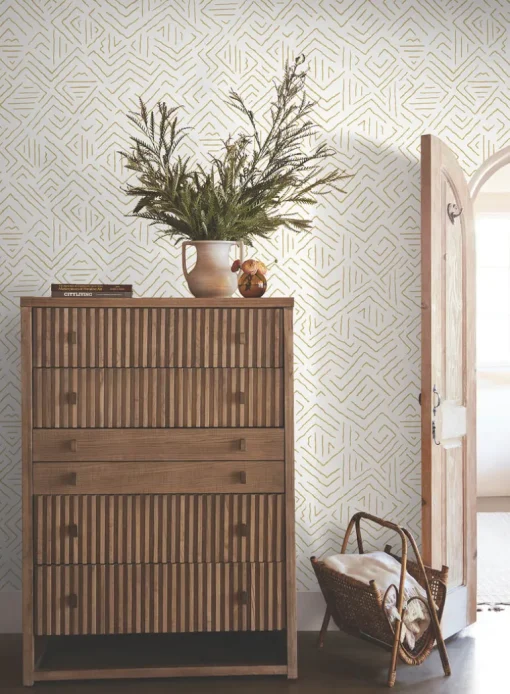 Antonina Vella Artifacts Sirih Wallpaper - Ochre & White