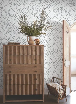 Antonina Vella Artifacts Sirih Wallpaper - Navy & White