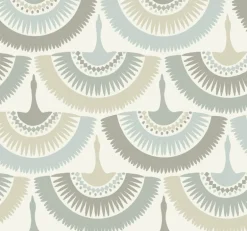Antonina Vella Bohemian Luxe Feather & Fringe Wallpaper Cream - Blue