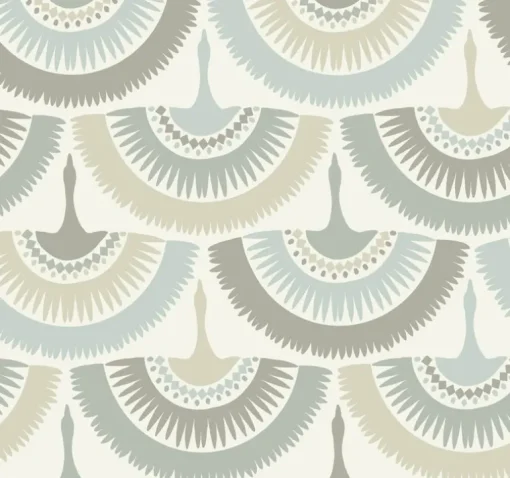 Antonina Vella Bohemian Luxe Feather & Fringe Wallpaper Cream - Blue