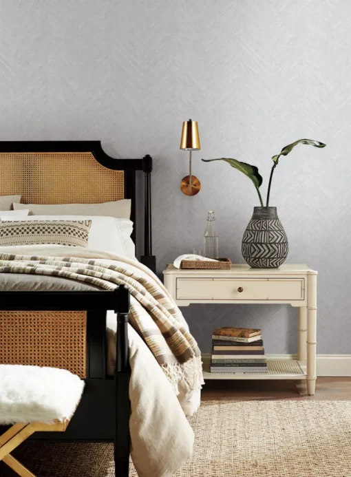 Antonina Vella Bohemian Luxe Metallic Chevron Wallpaper - Gray