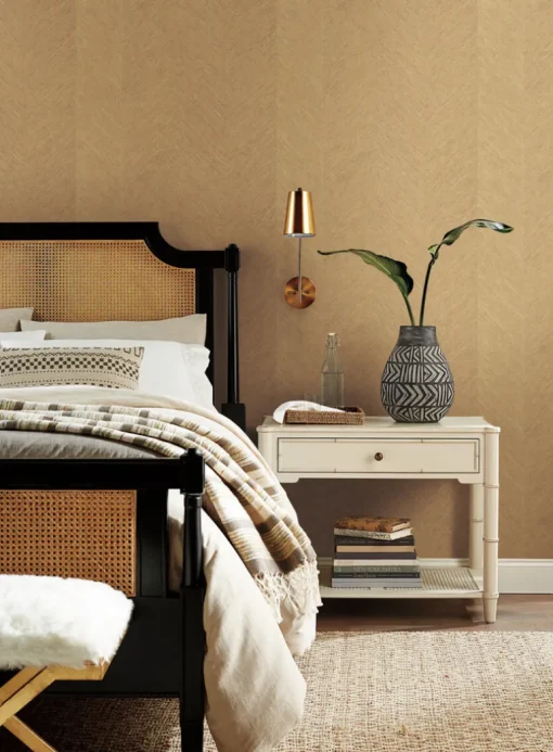 Antonina Vella Bohemian Luxe Metallic Chevron Wallpaper - Beige