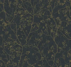 Antonina Vella Dazzling Dimensions Luminous Branches Wallpaper - Black & Gold