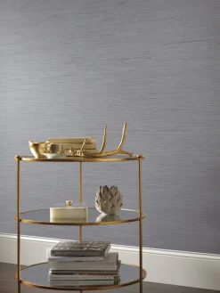 Antonina Vella Dazzling Dimensions Ribbon Bamboo Wallpaper - Blue & Silver