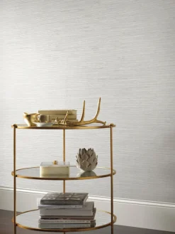 Antonina Vella Dazzling Dimensions Ribbon Bamboo Wallpaper - White Silver