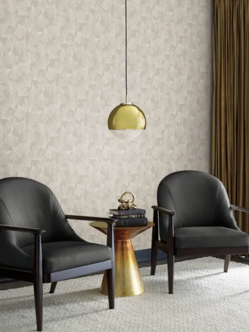 Antonina Vella Dazzling Dimensions Ginkgo Toss Wallpaper - Silver