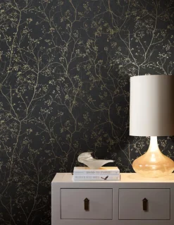 Antonina Vella Dazzling Dimensions Luminous Branches Wallpaper - Black & Gold
