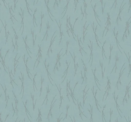 Antonina Vella Modern Metals Sprigs Wallpaper - Smokey Blue & Silver