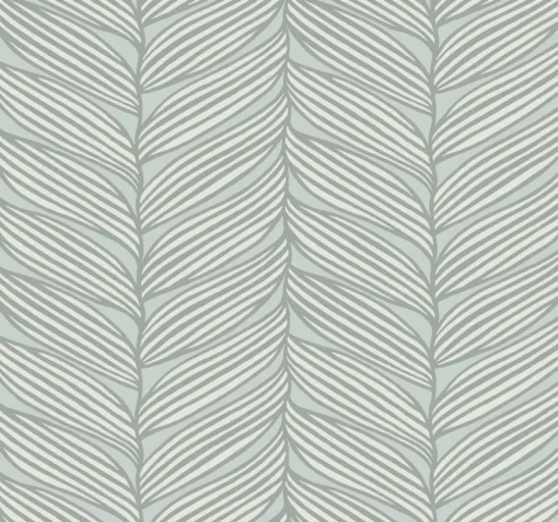 Antonina Vella Modern Metals Luminous Leaves Wallpaper - Spa & Silver