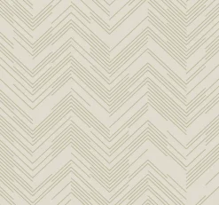 Antonina Vella Modern Metals Polished Chevron Wallpaper - Cream & Gold