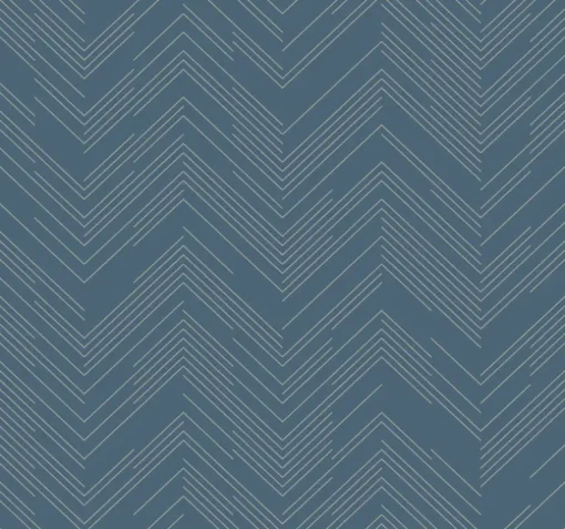 Antonina Vella Modern Metals Polished Chevron Wallpaper - Blue & Silver