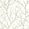 Antonina Vella Modern Metals Trees Silhouette Wallpaper - White & Gold