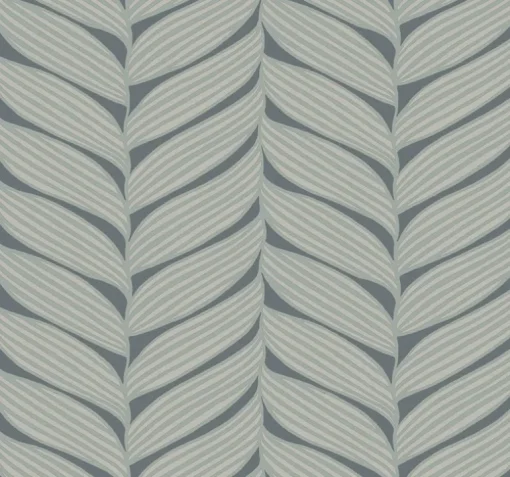 Antonina Vella Modern Metals Luminous Leaves Wallpaper - Charcoal & Silver