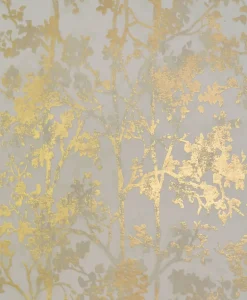Antonina Vella Modern Metals Shimmering Foliage Wallpaper - Almond & Gold