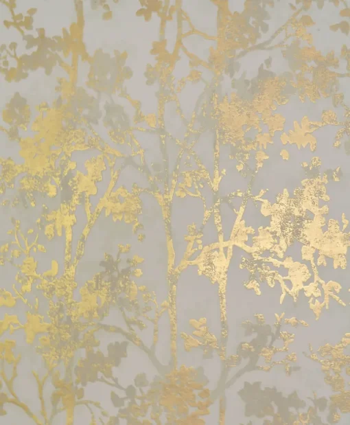 Antonina Vella Modern Metals Shimmering Foliage Wallpaper - Almond & Gold