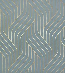 Antonina Vella Modern Metals Ebb And Flow Wallpaper - Blue & Gold