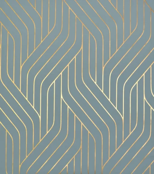 Antonina Vella Modern Metals Ebb And Flow Wallpaper - Blue & Gold