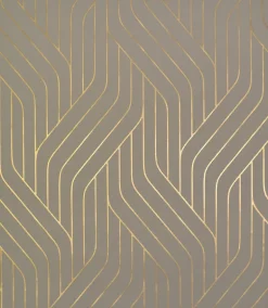 Antonina Vella Modern Metals Ebb And Flow Wallpaper - Khaki & Gold