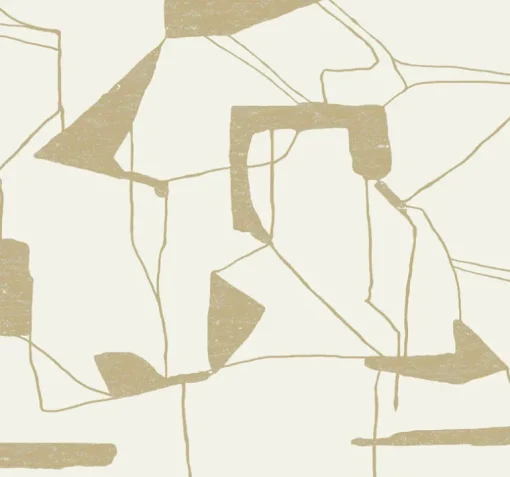 Antonina Vella Modern Metals Abstract Geo Wallpaper - Cream & Gold