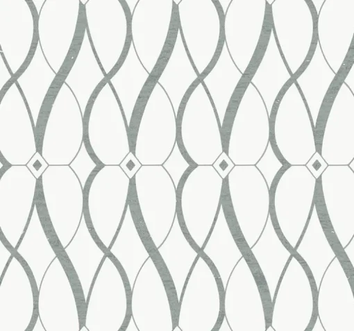 Antonina Vella Modern Metals Graceful Geo Wallpaper - White & Silver