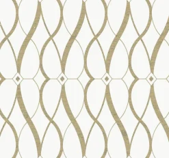 Antonina Vella Modern Metals Graceful Geo Wallpaper - Cream & Gold