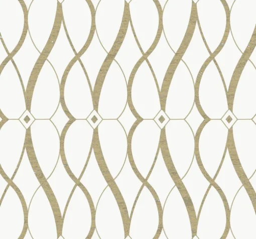 Antonina Vella Modern Metals Graceful Geo Wallpaper - Cream & Gold