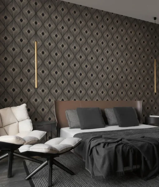Antonina Vella Modern Metals Harlowe Wallpaper - Black & Gold
