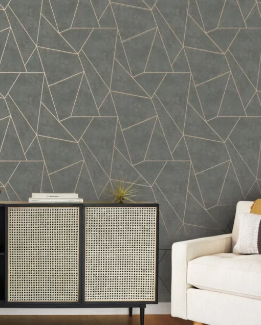 Antonina Vella Modern Metals Nazca Wallpaper - Dark Grey & Gold