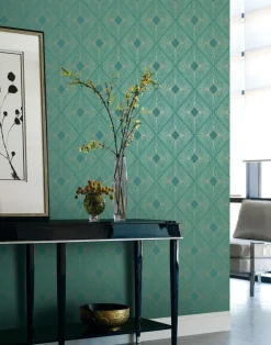 Antonina Vella Modern Metals Harlowe Wallpaper - Teal & Gold