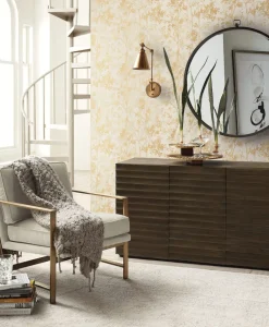 Antonina Vella Modern Metals Shimmering Foliage Wallpaper - Almond & Gold