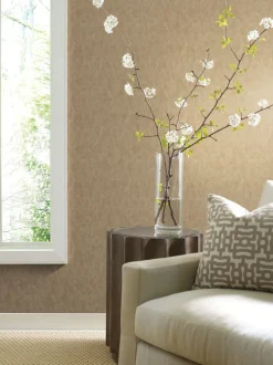 Antonina Vella Modern Metals Shimmering Patina Wallpaper - Gold on Taupe
