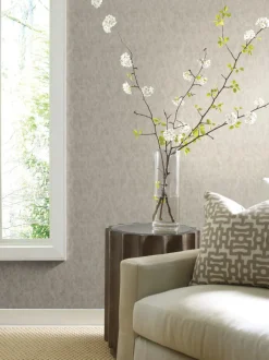 Antonina Vella Modern Metals Shimmering Patina Wallpaper - Silver on Grey