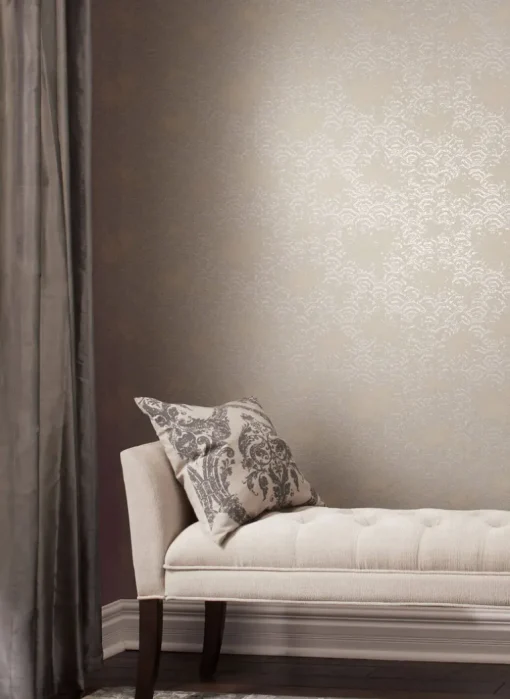 Antonina Vella Modern Metals Eclipse Wallpaper - Khaki & Silver