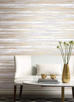 Antonina Vella Modern Metals Atmosphere Wallpaper - Grey & Gold