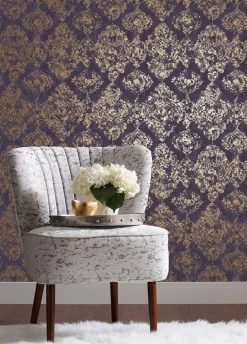 Antonina Vella Modern Metals Stargazer Wallpaper - Plum & Gold