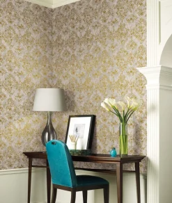 Antonina Vella Modern Metals Stargazer Wallpaper - Khaki & Gold