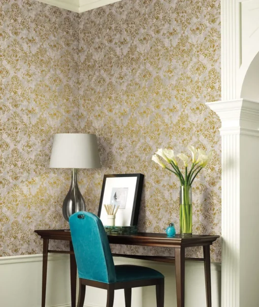 Antonina Vella Modern Metals Stargazer Wallpaper - Khaki & Gold