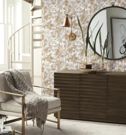 Antonina Vella Modern Metals Shimmering Foliage Wallpaper - White & Gold