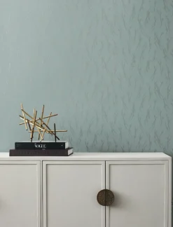 Antonina Vella Modern Metals Sprigs Wallpaper - Smokey Blue & Silver