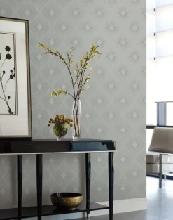 Antonina Vella Modern Metals Harlowe Wallpaper - Light Grey & Silver