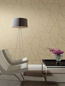 Antonina Vella Modern Metals Nazca Wallpaper - Pearl & Gold