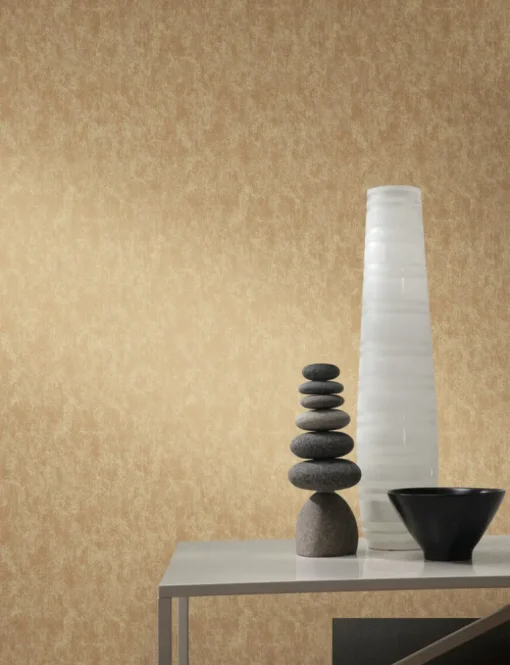 Antonina Vella Modern Metals Shimmering Patina Wallpaper - Gold on Taupe