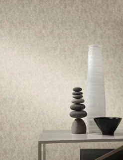 Antonina Vella Modern Metals Shimmering Patina Wallpaper - Silver on Grey