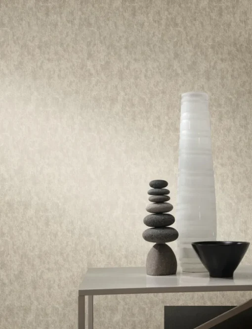 Antonina Vella Modern Metals Shimmering Patina Wallpaper - Silver on Grey
